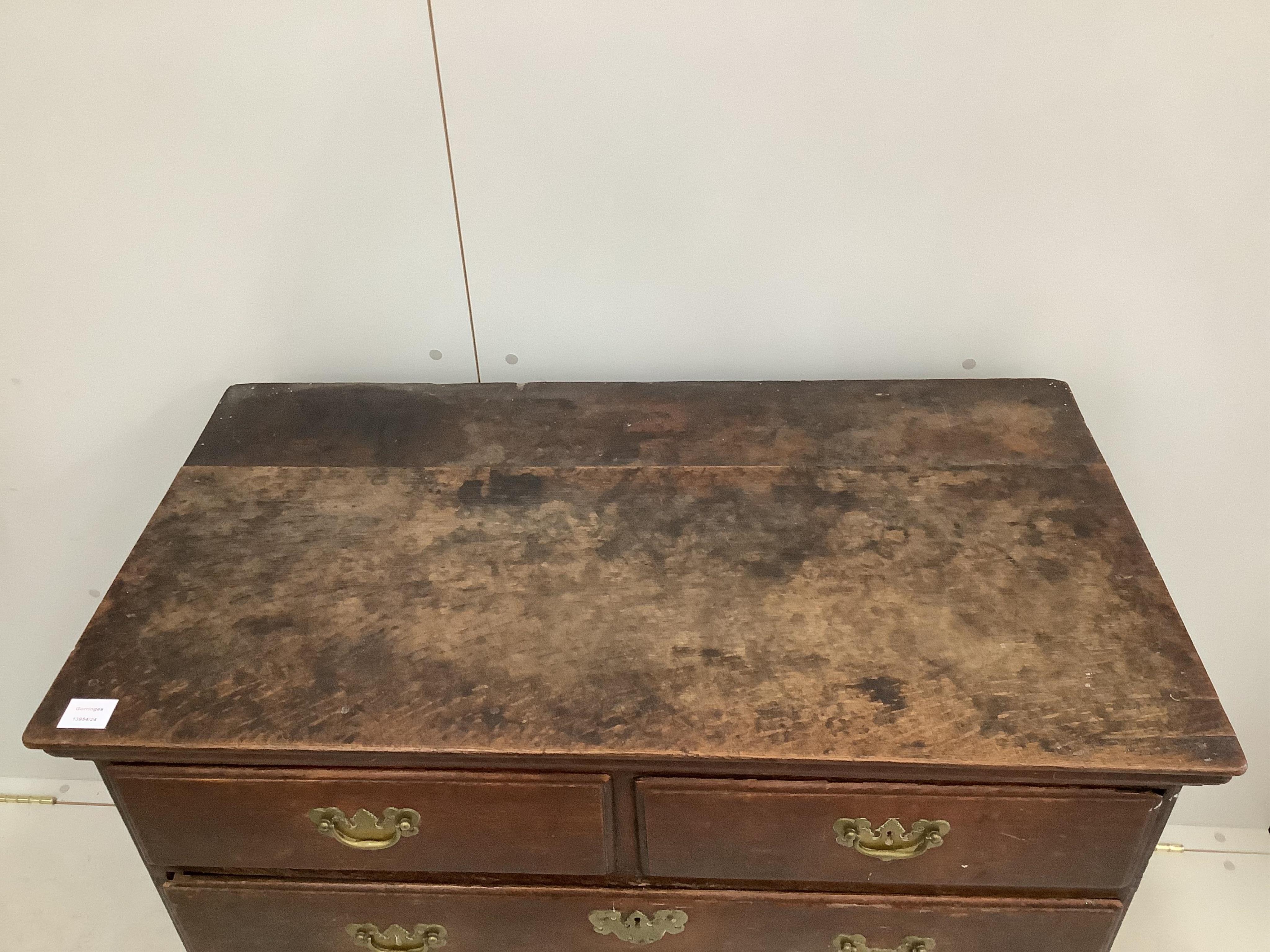 A George III provincial oak chest, width 99cm, depth 54cm, height 90cm